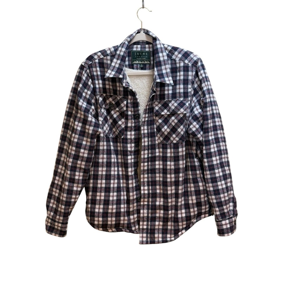 JACHS New York Sherpa Lined Recycled Flannel Shirt Jacket Shacket Men's Sz Small